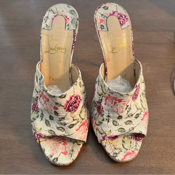 Christian Louboutin Pigamule 120 Floral Watersnake Heel Mule Sandals Heels - Picture 5 of 12